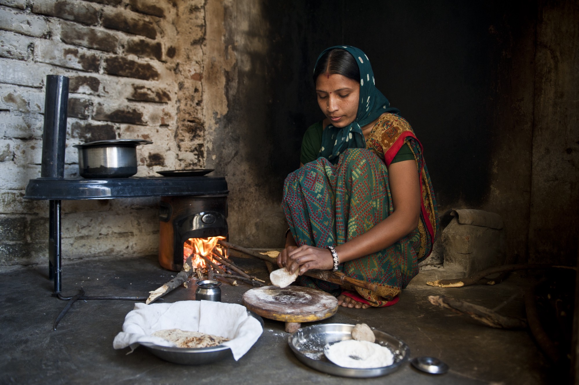 Cooking over an open flame in India